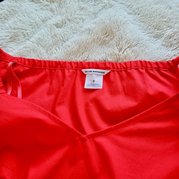 Club Monaco Ulmera Off The Shoulder Peplum Top in Papaya Red Sz 0 - Picture 4 of 11